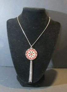 Necklace with Red Strone Encrusted Pendant (080819) - Picture 1 of 7