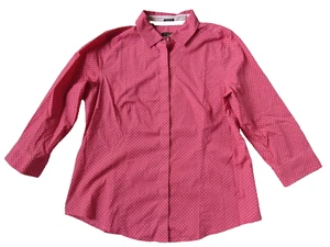 Talbots Women Wrinkle Resistant Pink Print Blouse Dragonfly Buttons 10 P Petites - Picture 1 of 12