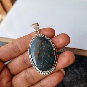 Natural Bloodstone Gemstone Pendant 925 Sterling Silver Awesome Pendant PG5377 - Picture 1 of 4