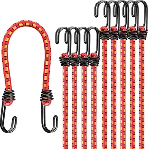 12" Elastic Bungee Cords with Hooks: 10 Pcs Bungee Cords Heavy Duty Outdoor, Bun - Picture 1 of 7