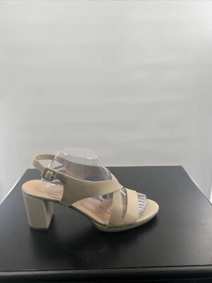 Rockport Women's Tabitha Sandal Leather Block Heel Crisscross Straps Taupe 11M - Image 1 of 4