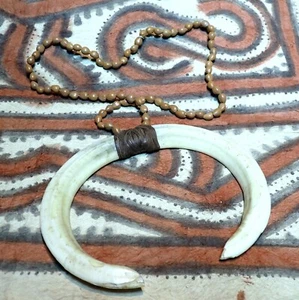 Vanuatu Papua New Guinea Highlands Huli Necklace with seeds Vintage circa 1970s - Picture 1 of 8