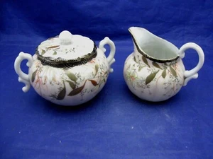 ANTIQUE CREAMER AND SUGAR BOWL. - ORIENTAL LOOK W MAKERS MARK - Picture 1 of 11