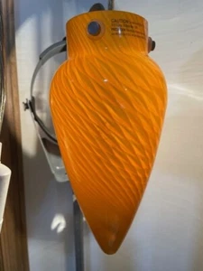 ART glass Orange Overlay Swirl BULLET TEARDROP GLASS LAMP Ceiling LIGHT Shade - Picture 1 of 12