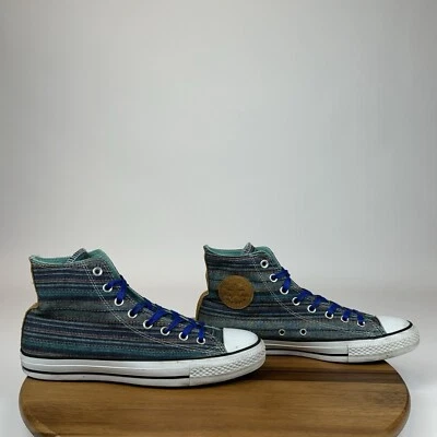 Mens Converse All Star High Top Peacock Acor Blue Striped Sneakers Shoes Size 9 - Image 1 of 4