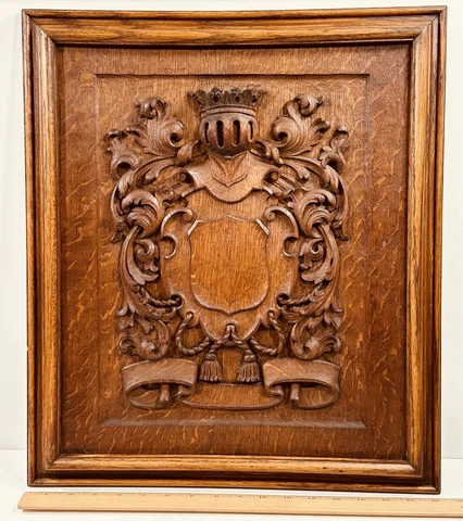 ANTIQUE CARVED WALL PANEL By Jungwirth Detroit MI c.1890 Roping-knight-Floral Cover