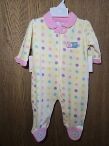 NWT Size 0-3M Baby by bon bebe yellow polka dot fleece sleeper w/ butterfly New - Picture 1 of 5