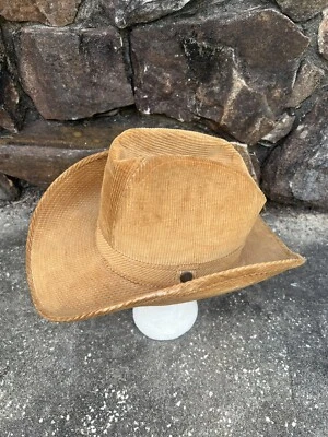 Sombrero de Vaquero Occidental Vintage Resistol Autoconforme Pana Tostado Talla 6 7/8 Foto 1 de 4