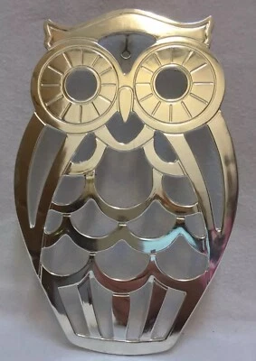 Owl Trivet Vintage Leonard Silver Plate Zinc Large Wall Hanging Art Foto 1 de 4