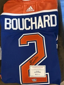 Evan Bouchard Edmonton Oilers Signed Royal Adidas Authentic Jersey - Picture 1 of 2