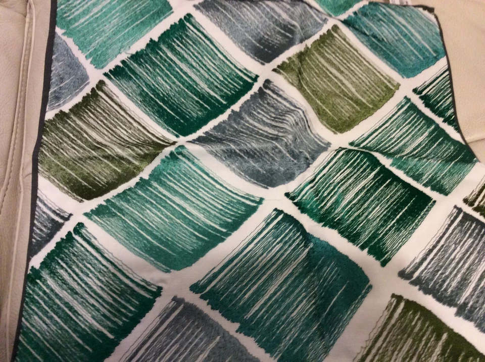 Yves Delorme Iosis Gallerie Pillow Cover Embroidered Emerau Green Abstract 17" - Image 1 of 1