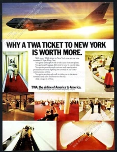 Avión TWA Airlines 1970 747 JFK aeropuerto terminal ala de vuelo uno anuncio impreso de colección - Imagen 1 de 7