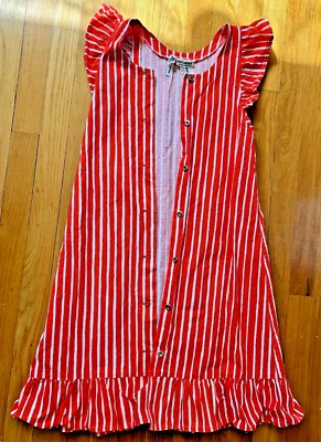 VESTIDO de colección rojo naranja blanco estampado rayas Marimekko piccolo jokapoika camisa - 120 Foto 1 de 4