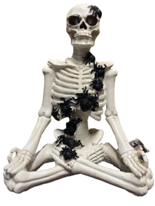 NEW Halloween Sitting Yoga Skeleton LED Light Up w/ Creepy Spiders 10" Decor NWT - Picture 1 of 8