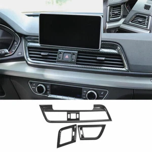 For Audi Q5 2018-2020 2021 Carbon Fiber Steel Console L&R Air Outlet Vent Trim - Picture 1 of 4