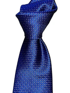 $295 NWOT BRIONI Royal Blue Pink Lattice check 3.6" woven silk handmade neck tie - Picture 1 of 6
