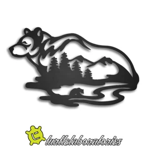Bear Scene Sign Metal Wall Art Home Decor Mountain Cabin - Picture 1 of 1