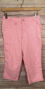 Lands End Girls Sz 12 Pink White Capri Pants Adjustable Waist - Picture 1 of 9