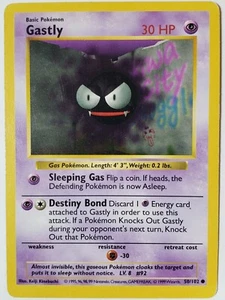 Gastly 50/102 LP - SHADOWLESS - Carta Pokémon base 1999 $2 spedizione combinata - Foto 1 di 2