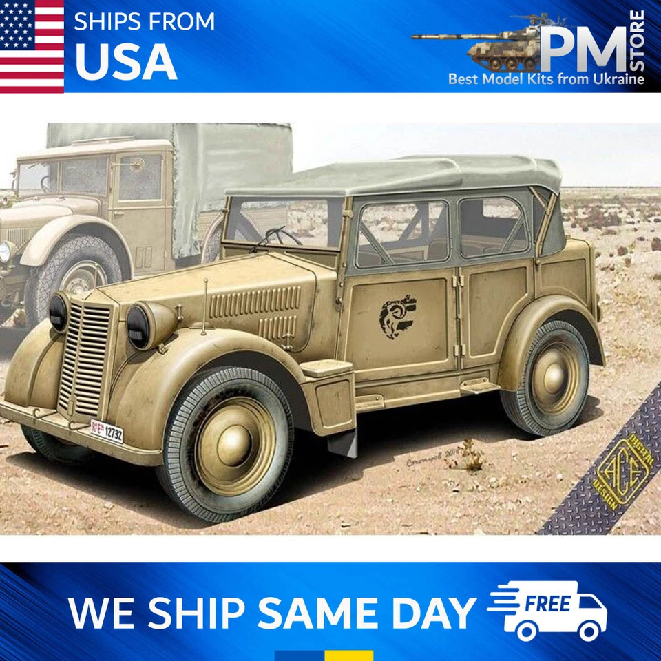 Italian Light Car 508 Cm Coloniale WWII 1/72 Scale Plastic Model Kit ACE 72548
