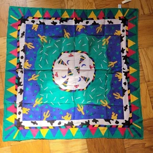 VTG NWT RARE Ginnie Johansen 1989 Western Graphic Cotton Square Scarf. - Picture 1 of 8