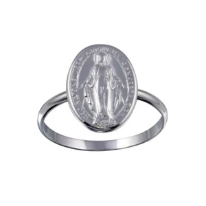 MARY MEDALLION RING HIGH POLISHED 925 STERLING SILVER / SIZE 5,6,7,8,9 AVAILABLE - Picture 1 of 2