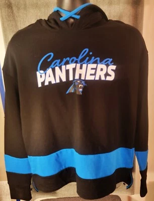 Team Apparel-Women's Black/teal NFL Carolina Panthers hoodie size L - Image 1 of 4