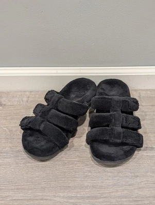 Zapatilla Vionic para mujer ajustable punta abierta con soporte ortopédico para el arco negra talla 9 Foto 1 de 4