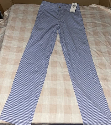 Polo Ralph Lauren Boys Seersucker Stretch Fabric Striped Pants Blue/White Sz 12 - Image 1 of 3