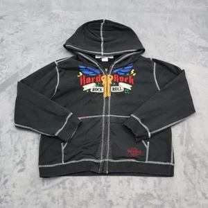 Hard Rock Jacket Kids L Black Rock and Roll Embroidered Full Zip Hoodie - Picture 1 of 15