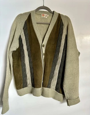 Cárdigan Grant-Crest vintage años 60 con paneles de gamuza talla grande Foto 1 de 4