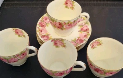 VINTAGE ROYAL DOULTON RABY ROSE  SMALL CUP'S AND PLATES X 4  ... 1940’s  - image 1 of 4