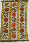 Vintage MCM Cannon Royal Family Hand Towel Green Gold Orange Daisy Cotton USA