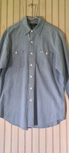 Polo Ralph Lauren Blue Denim Indigo Chambray Long Sleeve Dungaree Work Shirt L - Picture 1 of 8