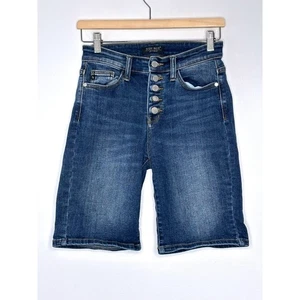 Judy Blue Denim Shorts Jorts Button Fly High Waist Dark Wash Damen Größe S - Bild 1 von 9