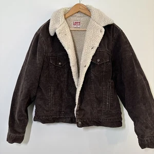 Chaqueta Levis vintage de 1980 para hombre 46 marrón pana forrada Sherpa 70412 EE. UU. ¡RARA! - Imagen 1 de 15