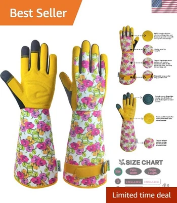 Elegantes guantes de jardinería a prueba de espinas para mujer - diseño floral y protección Foto 1 de 4
