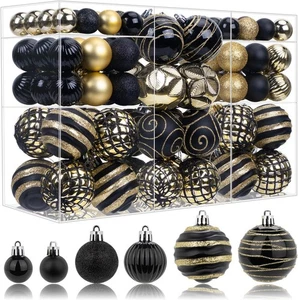100 Stück Schwarz und Gold Weihnachtskugel Ornamente Set,  - Bild 1 von 6