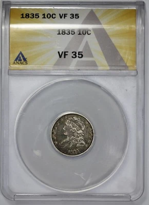 1835 Capped Bust 10c Dime ANACS VF 35 - Image 1 of 4