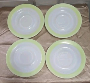 Pyrex limettengrün & weiß UNTERTASSEN, 6,25", 4er Set, Milchglas, 60er Jahre, Vintage - Bild 1 von 17
