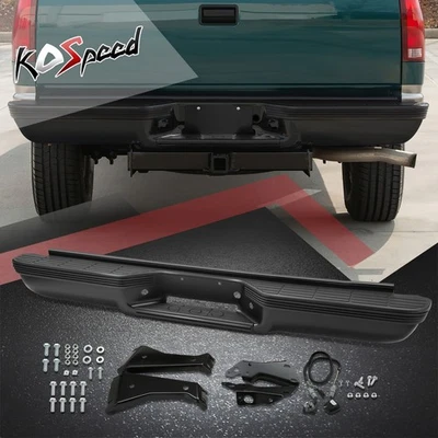 Parachoques trasero negro para Chevrolet GMC C1500-C3500 K1500-K3500 1988-2000 Foto 1 de 4