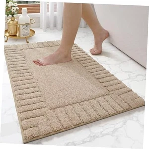 Badezimmerteppiche rutschfest mit Gummirücken, extra weicher Plüsch 24 Zoll x 36 Zoll beige - Bild 1 von 7