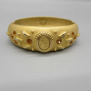 Vintage Napier Armband Egyptian Revival Goddess Strass goldfarben Clamper LESEN - Bild 1 von 8