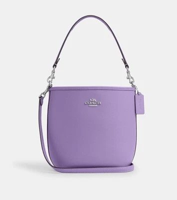 NUEVO CON ETIQUETAS COACH CT801 City Bucket Bolso de Cuero Cartera Plateado/Iris Foto 1 de 4