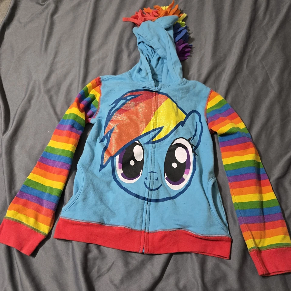 My Little Pony Rainbow Dash Hoodie Jacket  Girls 10/12 Mohawk Wings  Magical - Image 1 of 4