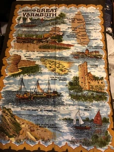 Vintage Around Great Yarmouth Maine Wall Hanging Cotton Towel Caister Castle - Picture 1 of 14