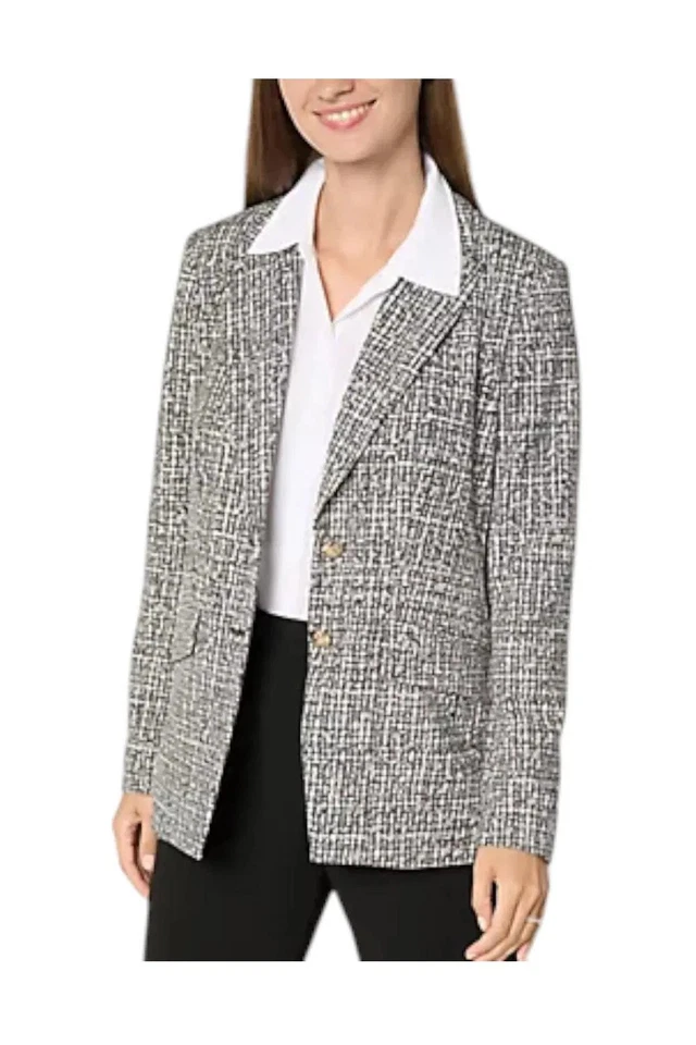 Dennis Basso Luxe Crepe Blazer in Prints & Solids Textured - Image 1 of 1