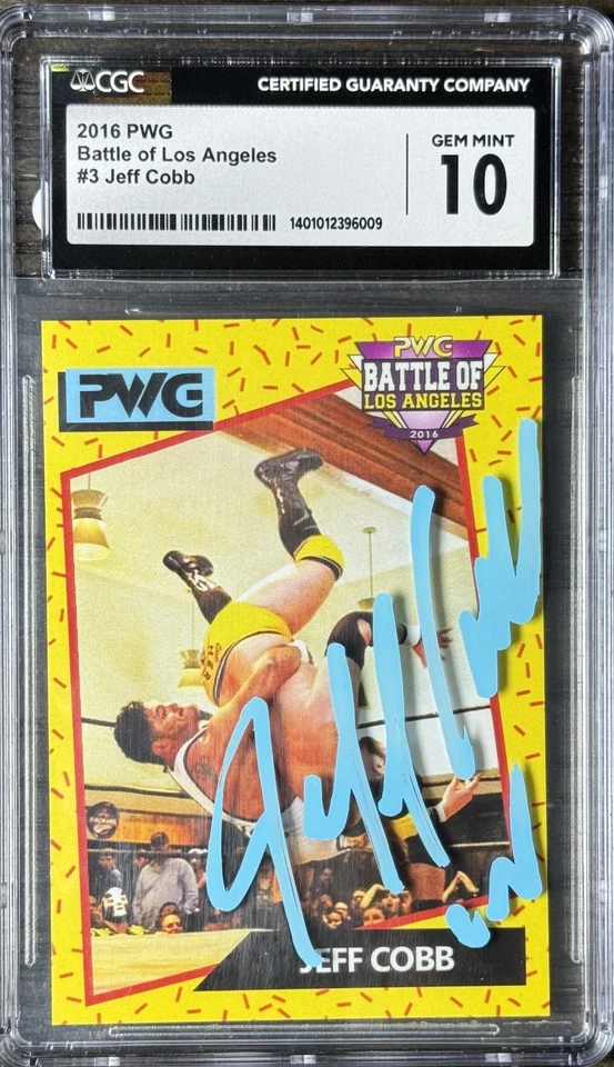 Autógrafo Jeff Cobb 2016 PWG BOLA CGC 10/JSA Auto JC Mateo Rooke Foto 1 de 4
