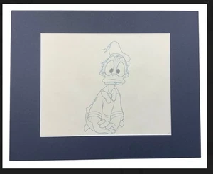 Disney Donald Duck Confused Matted Pencil Color Concept Drawing - Bild 1 von 3