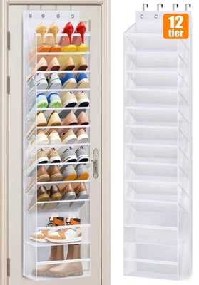 Organizador de zapatos colgante sobre la puerta de 12 niveles para guardar armario... Foto 1 de 4
